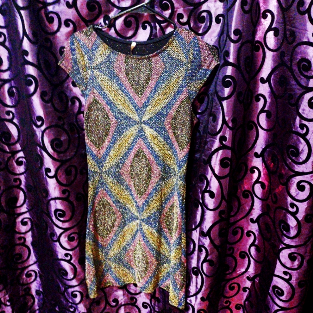 Funky 90's Does 60's Mini Metallic Dress